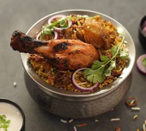 Special Chicken Tangdi Kebab Biryani With Raita 