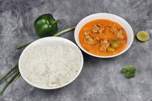 Chicken Thai Red Curry With Plain Steamed Rice