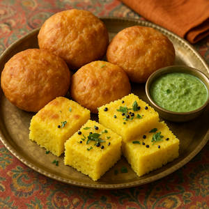 4 Pcs Pyaz Kachori + Plain Dhokla (250 Grams)