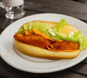 We fry veg patty sub sandwich