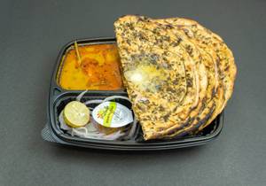 2 Methi Paratha With Aloo Matar Gravy