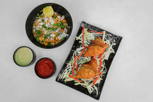 2 Pieces Samosha + Ghuguni (1 Plate)