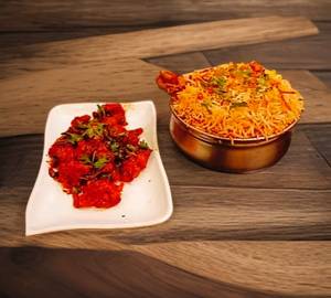 Chicken Biryani Small + Chicken 65 Half
