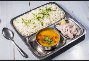 Dal Fry With Rice And Salad