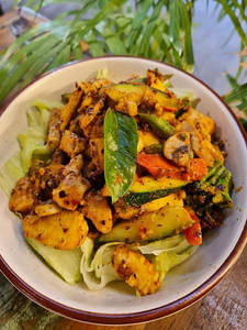 Grilled Chicken Breast With Veggies And Arrabiata Sauce