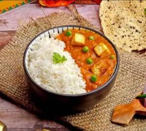 Matar Paneer (Half) with Steam Rice