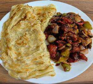 Chilli Mushroom with 2 Laccha Paratha