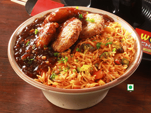 Chilli Garlic Rice With Veg Manchurian