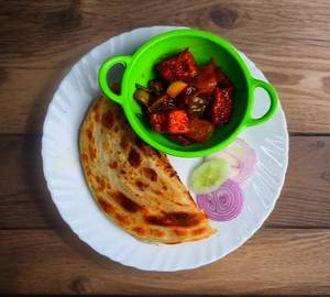 Chilli Paneer with 2 Laccha Paratha