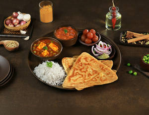 Matar Paneer Veg Thali