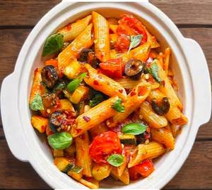Red Sauce Pasta With Mushroom and Corn
