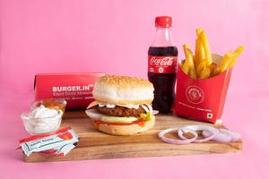 Veg Burger Meal(burger+coca COLA +fries)