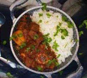 Rice+mutton curry bowl+cold drink