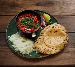 4 chhapati, rice, rajmah