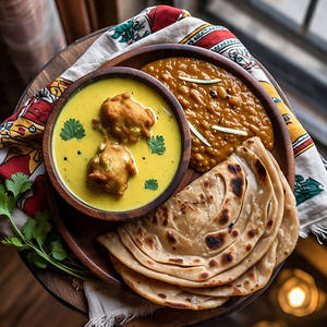 Kadhi Pakoda+ Dal Makhani+ Roti| Laccha Paratha| Naan Thali Meal For 1