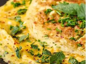 Double-egg Masala Cheese Omelette (377 Kcal  25.6 G Protein)