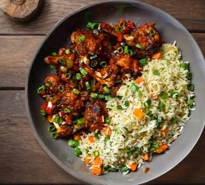Mix fried rice with chicken manchurian combo