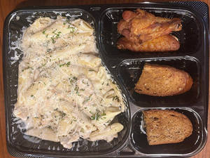 Chicken Pasta + 2 PCS Wings + 1 PCS Garlic Bread
