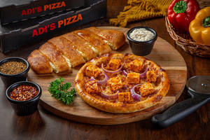 Onion And Panner Pizza + Veg Stuff Garlic Bread