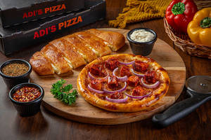 Spicy Chicken And Onion Pizza (r) + Chicken Stuff Garlic Bread