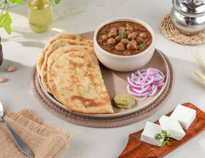 Paneer Paratha [2] & Chole Thali
