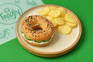 Cucumber Cream Cheese Bagel