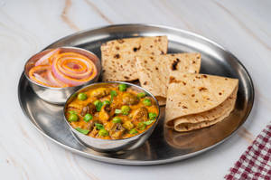 Mushroom Matar Masala With Roti Or Paratha Or Rice