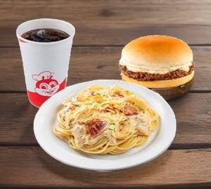 Hakka noodles + veg burger + cold beverage