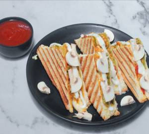 Mushroom Cheese Club Sandwich