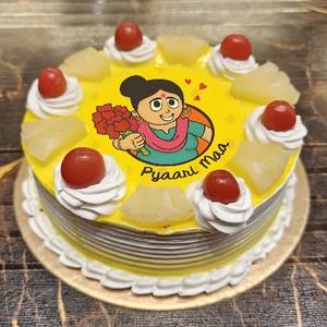 Eggless Photoprint Pineapple Cake Mothers Day