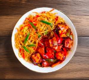 Noodles chilli paneer bowl