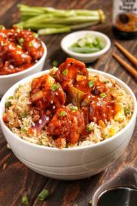 Veg Fried Rice ( Half ) And Chilli Chicken 2Pcs