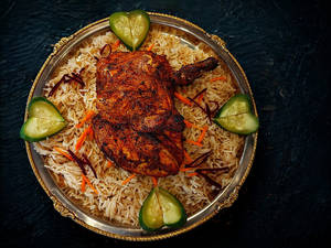 Full Alfaham Peri-peri Lava Stone Grill + Mandi Rice