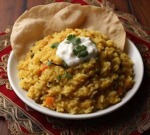 Veg Rice Khichdi (Gobindovog Rice) With Papor