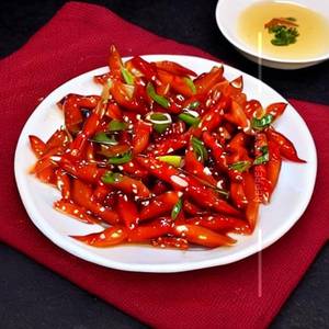 Honey chilli lotus stem