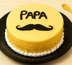 "Papa" Mustache Yellow Cream Cake