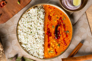 Desi Ghee Dal Double Tadka With Steamed Rice (serves 1)