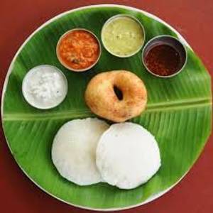 Idli [2 pieces] with  vada [1 piece]