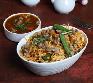 Beef Roasted Garlic Noodle & Beef Ginger Capsicum
