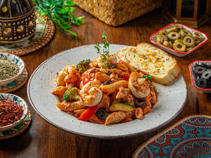 Prawns Penne Pasta In Pink Sauce