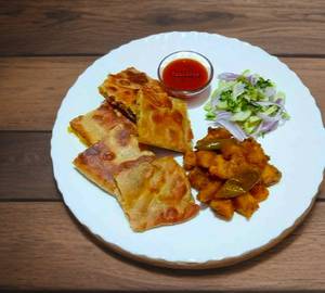 Egg Mughlai + Sabji + Salad                         