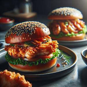 Hot crispy chicken burger