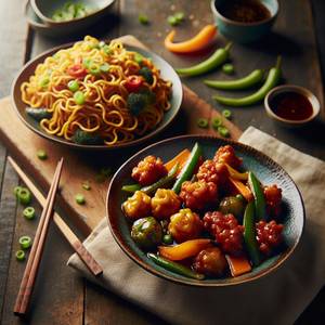 Veg Manchurian with Veg Noodles