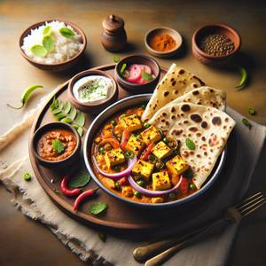Kadhai Paneer + S Laccha Paratha 2pc