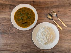 Dal + rice + chutney + salad                  