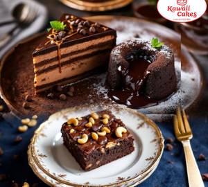 Eggless Brownie+ Lava cake + Choco Truffle Pastry