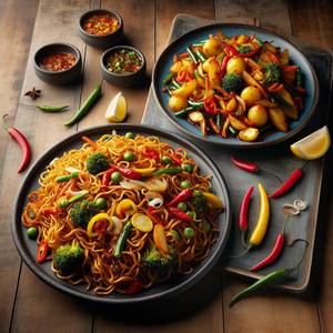 1 Veg Chowmein + 1 Chilli Potato