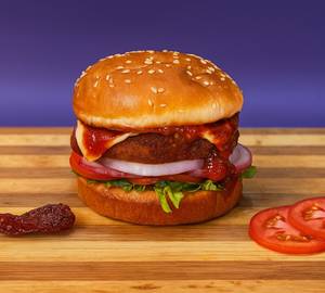 Schezwan Cheese Paneer Corn Burger