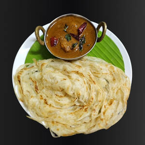 Chicken Varutharacha Curry With 2 Kerala Porotta