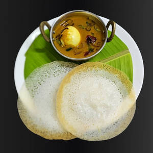 Single Egg Curry With 2 Appam